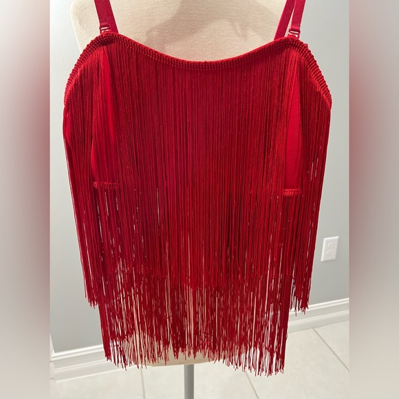 SALE 🔥🔥❤️Super Sexy “Sincerely Jules” Red Fringe top and skirt - Picture 2 of 8